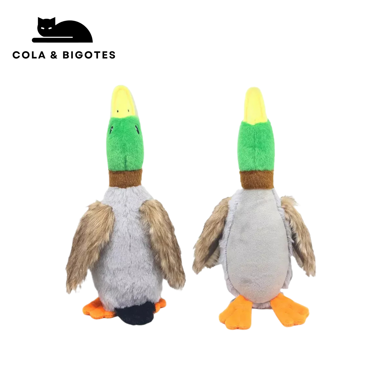 PELUCHE EN FORMA DE PATO PARA MASCOTAS (CON SONIDO) - (COLA  Y BIGOTES)